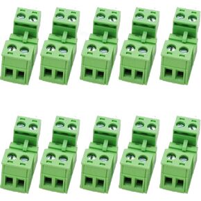 Jienk 10Pcs 2-Pin 300V 10A 5.08mm Pitch PCB Mount Screw Terminal Block Connector for 28-12AWG Cable