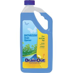 Drain OUT Bathroom Drain Cleaner, Hair & Soap Scum Clog Remover, Drain Opener, Toilet Clog Remover, 32 Ounce, blue