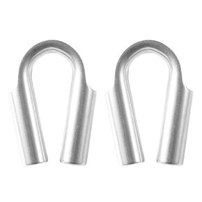 CCTVMTST 2 pcs Stainless Steel Rope Tube Thimble with Gusset, Suitable for 3/8" - 1/2" Wire or Winch Rope (Silver)