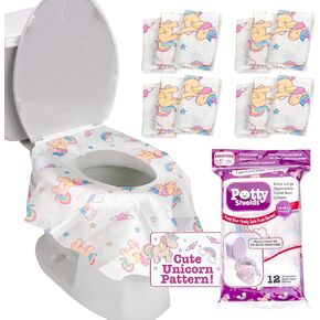 Toilet Seat Covers Disposable (12 pk, Unicorns) - XL Waterproof Toilet Cover for Toddlers, Kids & Adults - Portable & Individually Wrapped for Travel, Potty Training, Public Restrooms