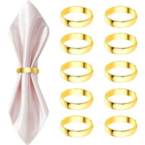 10 Pcs Gold Napkin Rings-Stainless Steel Napkin Rings,Metal Napkin Ring for Table Settings Wedding Christmas Party Dinner Table(Gold)
