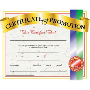 Hayes Publishing Certificate of Promotion, 8.5" x 11", Pack of 30