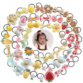 ربطات شعر FZBNSRKO اللطيفة للفتيات، 30 قطعة من ربطات الشعر المرنة للفتيات الكرتونية، مجموعة ملونة غير قابلة للانزلاق، دبابيس شعر على شكل زهرة وفاكهة وحيوان قوس قزح، شريط مطاطي ناعم للفتيات الصغيرات (نمط عشوائي) in Kuwait