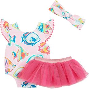 Mud Pie Girls' Standard Fish Reversible One Piece