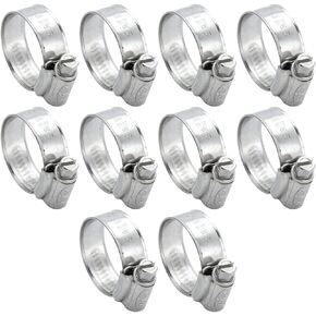 PYI Worm Gear Hose Clamps - Adjustable Stainless Hose Clamps - Non-Perforated and Rolled Edge Fuel Line Clamps - Heavy Duty Hose Clamps for Pipe, Tube, Plumbing and Automotive