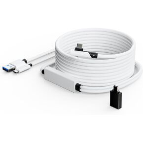 Tiergrade 5M Connection Cable Compatible with Meta Quest 2/3/Pro, Pico 4/Pro, Separate USB-C Charging Cable for Power, USB 3.0 to Type-C for VR Headphones/Gaming PC