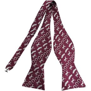 KOOELLE Mens Self Bow Ties Horses Cars & Horseshoe Jacquard Pocket Square & Bowtie Set