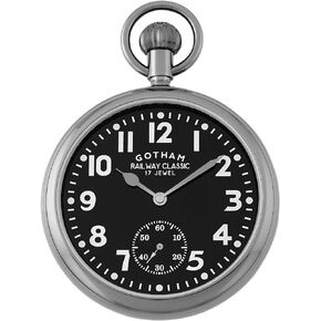 Gotham Men's Gun-Tone Mechanical Hand Wind Railroad Pocket Watch # GWC14104BBK