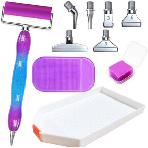 Kawaqiwa Diamond Painting Pen, Diamond Art Accessories Tools Kit, Ergonomic Resin Diamond are Pen & Roller Metal Tips Screw in/Out Large Beads Tray for DIY Art Craft