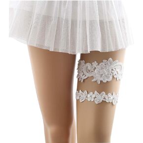 WEZTEZ Wedding Garter for Bride Lace Bridal Garter Sets with Pearl for Wedding Plus Size