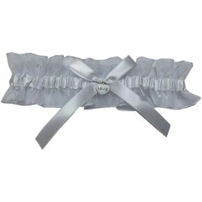 Yunyuebridal Bride Wedding Garters Love Heart Rhinestone Tulle with Bow Bridal Prom Party Wedding Bridal Leg Garters(1PC)