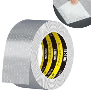MILEQEE Butyl Sealant Tape Waterproof Aluminum Foil, Joist Tape for Decking 2 Inch, Super Sticky, Repair Roof Leak, Sealing Awning Crack, Patching Deck Flashing, All Weather Permanent 16.4FT Silver