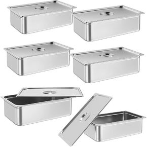 6 Pack Steam Table Pan Full Size Hotel Pan, [NSF Certified] Catering Food Pan Commercial Stainless Steel 6 Inch Deep Anti-Jamming