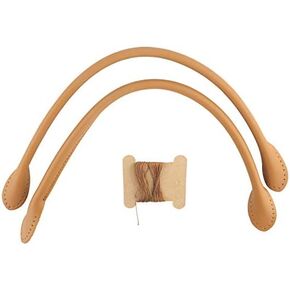 Leather Purse Handles Genuine Leather Bag Straps with Ear Shape End Bag Handles Replacement Purse Wallet Straps for DIY Hand Accessories with Thread Black Brown Beige Optional(Black)