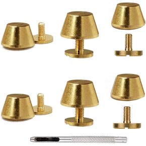 6Pcs Handbag Purse Feet, Round Metal Brass Studs Screw-Back Feet for Purses,Totes
