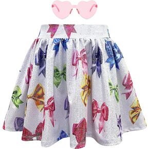 MODAFANS Girls Sparkle Metallic Flared Pleated Skirt with Pockets