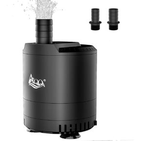 AQQA 160-800GPH Aquarium Submersible Water Pump Fish Tank Small Water Pump Adjustable Waterflow with 2 Nozzles for Fish Tank Water Circulation Pool Draining Water Fountain (6W, 160GPH)