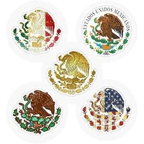 5 pcs Calcomanias Escudo Mexicano Aguila, 2 inches - Mexican Eagle Sticker for Hard Hat, Escudo Shield Sticker