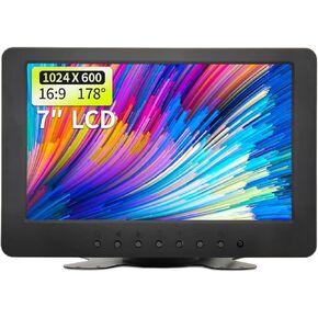 Qcvoruno 10.1 inch LCD Security Monitor & Displays, 1024 * 600 Resolution,BNC/AV Input, Built-in Dual Speakers Portable Monitor, Suitable for TV CCTV DVD CCD