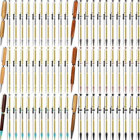 Colarr 60 Pcs Pen Kits for Woodturning 7mm Slimline Pen Bulk Twist Pen Kit with Refill Starter Package Woodturning Project for Making Copper Pen DIY Crafts Gifts (6 Colors) in Saudi Arabia
