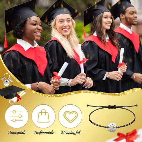 Junkin 20 Pack Graduation Bracelet Gift for Her Him Graduation Keychain Class of 2024 Student Compass Bracelet College School(Going Places, Going Places) in Saudi Arabia