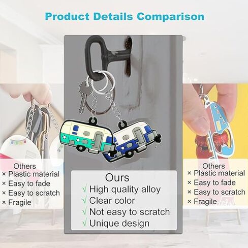 TrustBlai Camper Keychains Set of 6, RV Camping Keyring, Couples Camping Key Chain Gifts for Men Women Travel Trailers in Saudi Arabia
