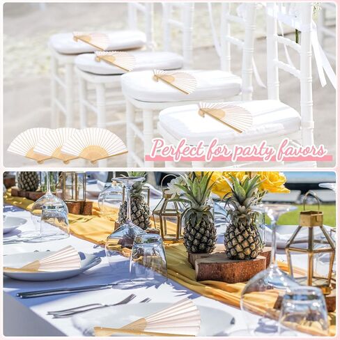 Chunful 60 Pieces Silk Folding Hand Fans with Fabric Sleeve, Bamboo Folded Handheld Fans for Wedding Guests Bridal Shower Dancing Party Favor Decoration in Saudi Arabia