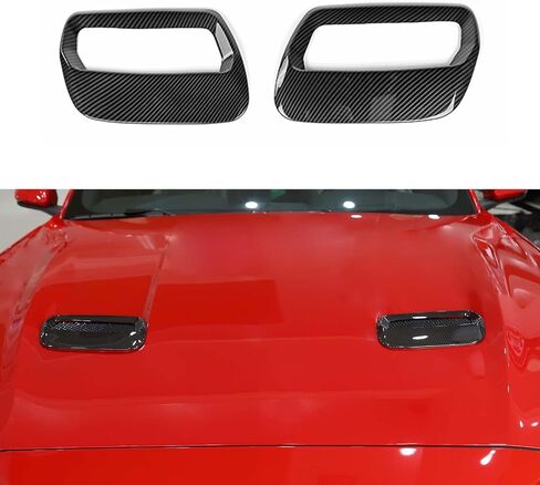Hoolcar Engine Hood Air Outlet Vent Cover Trim Compatible with 2018-2022 Ford Mustang, Exterior Accessory, Carbon Fiber in Saudi Arabia