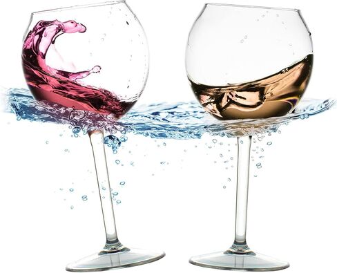 Floating Wine Glasses for Pool (18 Oz | Set of 2) That Float | Shatterproof Poolside Wine Glasses | Floating Cup | Beach Glass | Outdoor Tritan Plastic Wine Glasses with Stem in Saudi Arabia