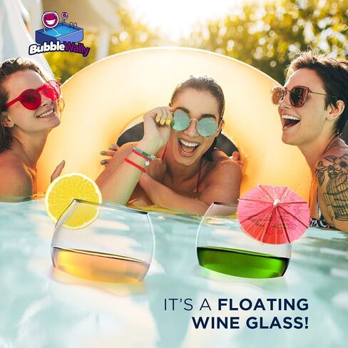 Floating Wine Glasses for Pool (18 Oz | Set of 2) That Float | Shatterproof Poolside Wine Glasses | Floating Cup | Beach Glass | Outdoor Tritan Plastic Wine Glasses with Stem in Saudi Arabia