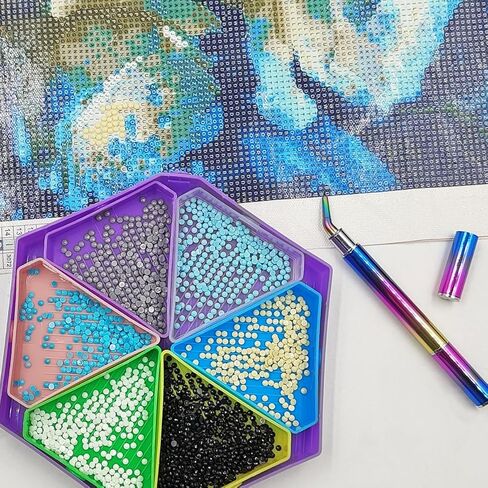 مجموعات صينية الرسم الفني الماسي 32 قطعة من SENHAI، أطراف من الفولاذ المقاوم للصدأ والبلاستيك، أقلام ألماسية، أدوات إكسسوارات الرسم الفنية الماسية، صينية تنظيم فرز الخرز لحرف الرسم اليدوية in Kuwait