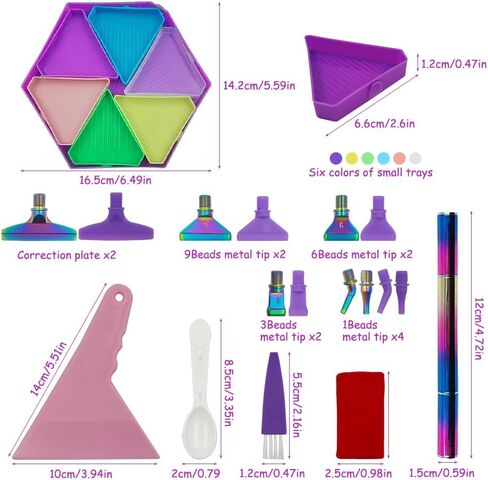 مجموعات صينية الرسم الفني الماسي 32 قطعة من SENHAI، أطراف من الفولاذ المقاوم للصدأ والبلاستيك، أقلام ألماسية، أدوات إكسسوارات الرسم الفنية الماسية، صينية تنظيم فرز الخرز لحرف الرسم اليدوية in Kuwait