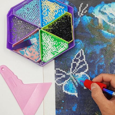 مجموعات صينية الرسم الفني الماسي 32 قطعة من SENHAI، أطراف من الفولاذ المقاوم للصدأ والبلاستيك، أقلام ألماسية، أدوات إكسسوارات الرسم الفنية الماسية، صينية تنظيم فرز الخرز لحرف الرسم اليدوية in Kuwait