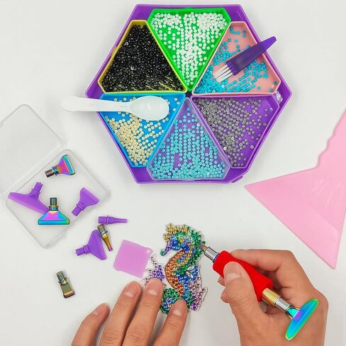 مجموعات صينية الرسم الفني الماسي 32 قطعة من SENHAI، أطراف من الفولاذ المقاوم للصدأ والبلاستيك، أقلام ألماسية، أدوات إكسسوارات الرسم الفنية الماسية، صينية تنظيم فرز الخرز لحرف الرسم اليدوية in Kuwait