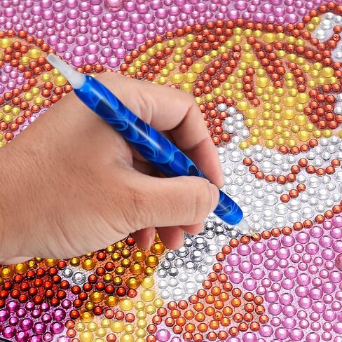 مجموعات أقلام الرسم الفني الماسي 5D، 16 قطعة من النصائح المعدنية الماسية لأقلام الحفر الفنية الماسية، مجموعات أدوات الملحقات، رؤوس نحاسية معدنية وخيوط لولبية للحرف اليدوية، قبضة مريحة، وردي + أزرق in Kuwait