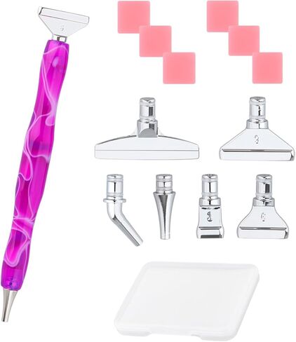 14PCS Diamond Painting Pen Accessories Tools Set, 5D Diamond Painting Art Tools Kits, Art Drill Pen and Metal Thread Multi Placer Tips Glue Clay Painting Drill Pens Accessories for DIY Craft (Blue) in Kuwait