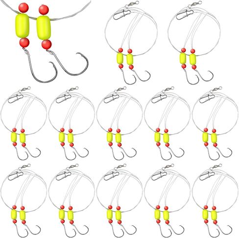 JellyArch 12 Pcs Pompano Rigs for Surf Fishing Offshore Surf Fishing Rigs Saltwater Gear Surf Fishing Tackle with 2/0 Circle Hooks Double Circle Swivels Duo Lock Snaps in Saudi Arabia