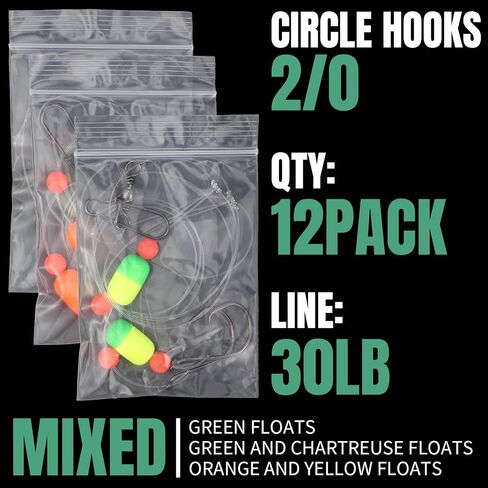JellyArch 12 Pcs Pompano Rigs for Surf Fishing Offshore Surf Fishing Rigs Saltwater Gear Surf Fishing Tackle with 2/0 Circle Hooks Double Circle Swivels Duo Lock Snaps in Saudi Arabia