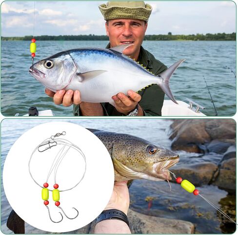 JellyArch 12 Pcs Pompano Rigs for Surf Fishing Offshore Surf Fishing Rigs Saltwater Gear Surf Fishing Tackle with 2/0 Circle Hooks Double Circle Swivels Duo Lock Snaps in Saudi Arabia