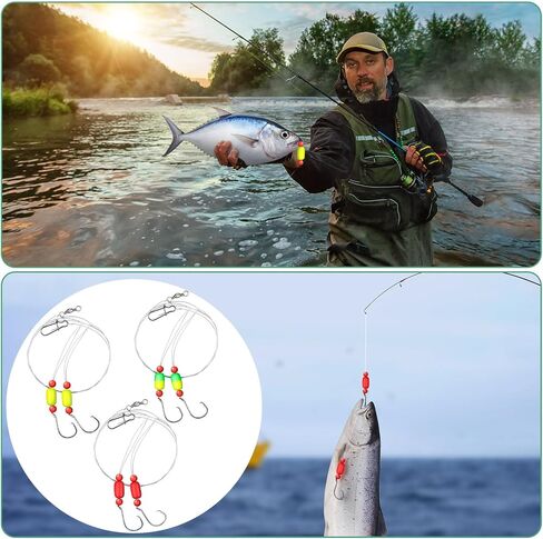 JellyArch 12 Pcs Pompano Rigs for Surf Fishing Offshore Surf Fishing Rigs Saltwater Gear Surf Fishing Tackle with 2/0 Circle Hooks Double Circle Swivels Duo Lock Snaps in Saudi Arabia