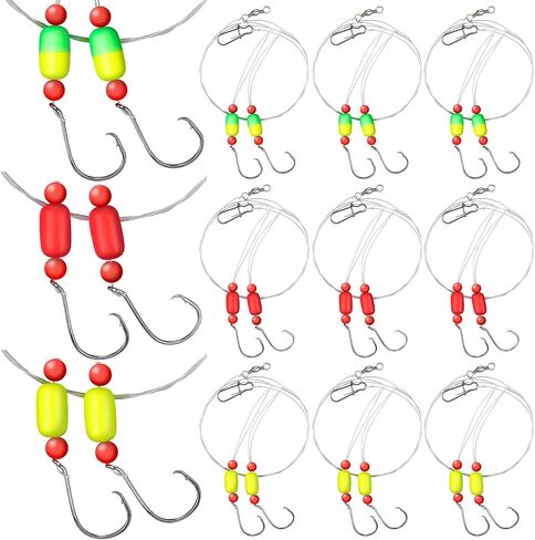 JellyArch 12 Pcs Pompano Rigs for Surf Fishing Offshore Surf Fishing Rigs Saltwater Gear Surf Fishing Tackle with 2/0 Circle Hooks Double Circle Swivels Duo Lock Snaps in Saudi Arabia