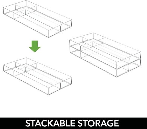 صينية تنظيم أدراج تخزين مقسمة من البلاستيك قابلة للتكديس من إم ديزاين للخزانة أو المكتب أو الرف أو خزانة الملابس - تحمل وسادات الملاحظات والأقلام والأشرطة والدبابيس والمقص ومجموعة لوميير - شفافة in Saudi Arabia