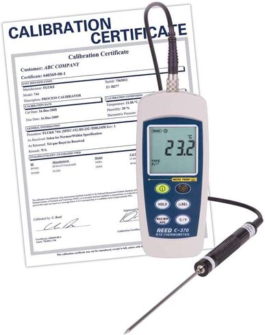 REED Instruments C-370-NIST RTD ميزان حرارة، -148 إلى 572 درجة فهرنهايت (-100 إلى 300 درجة مئوية)، مقاوم للماء (IP67)، يتضمن شهادة يمكن تتبعها in Kuwait