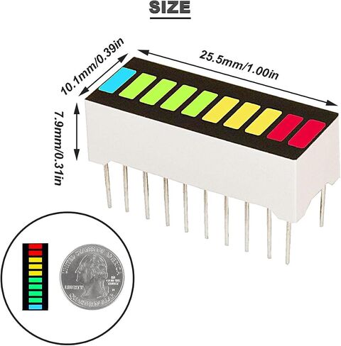 DAOKAI 8 pcs 10 Segment LED Bar Graph Display red Yellow Blue Green Indicator Color Bar Indicator + 6 pcs DIP-20 Socket for Arduino Electronics Project DIY in Saudi Arabia