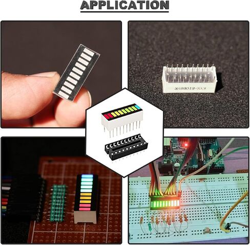 DAOKAI 8 pcs 10 Segment LED Bar Graph Display red Yellow Blue Green Indicator Color Bar Indicator + 6 pcs DIP-20 Socket for Arduino Electronics Project DIY in Saudi Arabia