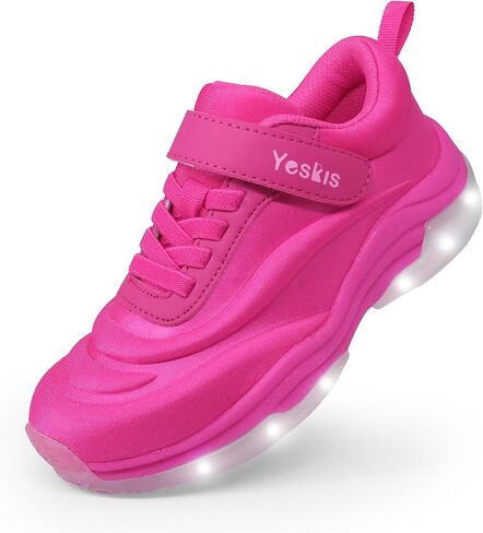 YESKIS Boys Girls Light Up Shoes with Switch 3 Lighting Modes Fizzzy Big Kids LED Running Tennis Sneakers for Toddler Little and Big Kid in Kuwait