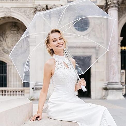 SMATI Stick Extra Large Clear Umbrella - border - wedding - resistant to wind in Kuwait