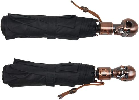 Auto Open and Close triple-folding umbrella cool skulls printed canopy skull shaped handle inner UV protection coating parasol in Kuwait