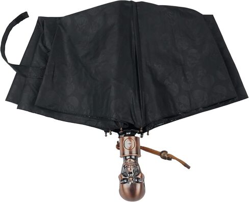 Auto Open and Close triple-folding umbrella cool skulls printed canopy skull shaped handle inner UV protection coating parasol in Kuwait