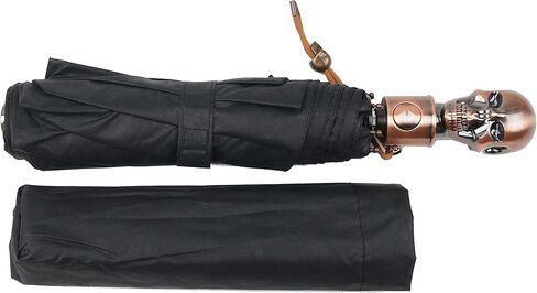 Auto Open and Close triple-folding umbrella cool skulls printed canopy skull shaped handle inner UV protection coating parasol in Kuwait